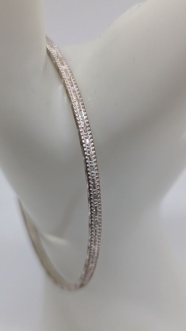 Vintage Silver-Tone Dotted Texture Metal Bangle Bracelet