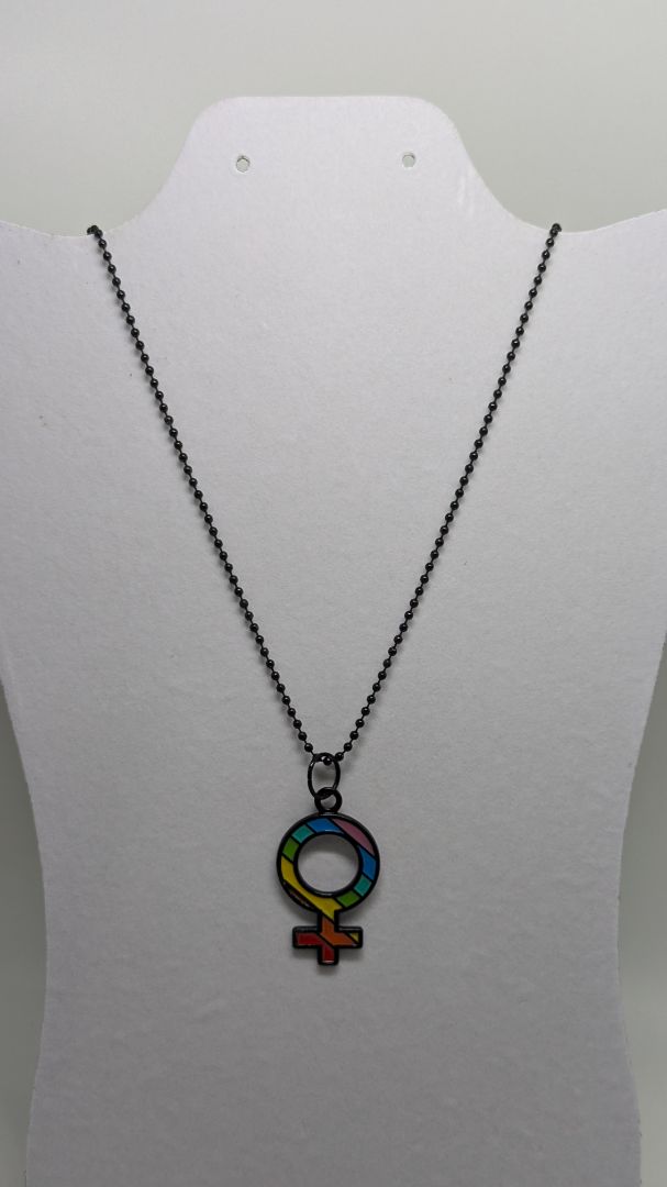 Black/Rainbow Female Gender Icon Pride Chain Necklace