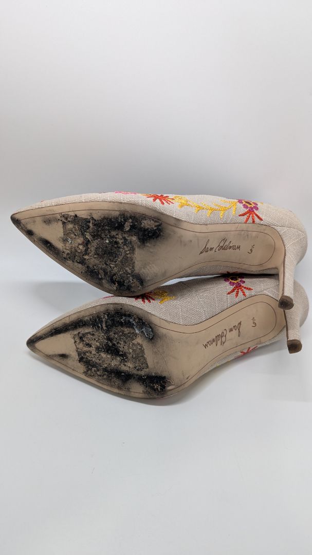 Sam Edelman Tan Embroidered Hazel Pumps Heels
