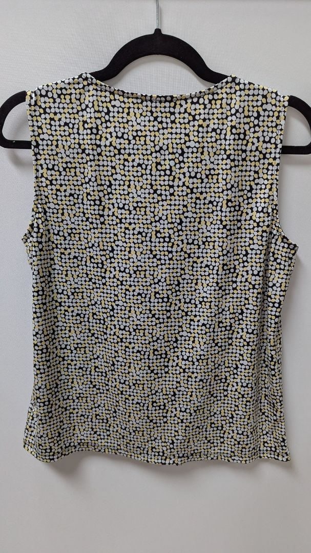 KASPER Black/Yellow Spotted Sleeveless Blouse