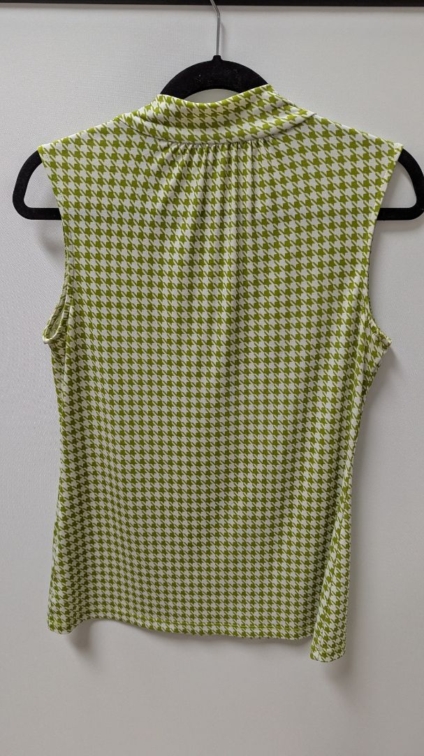 Banana Republic Lime Green/White Printed Sleeveless Blouse