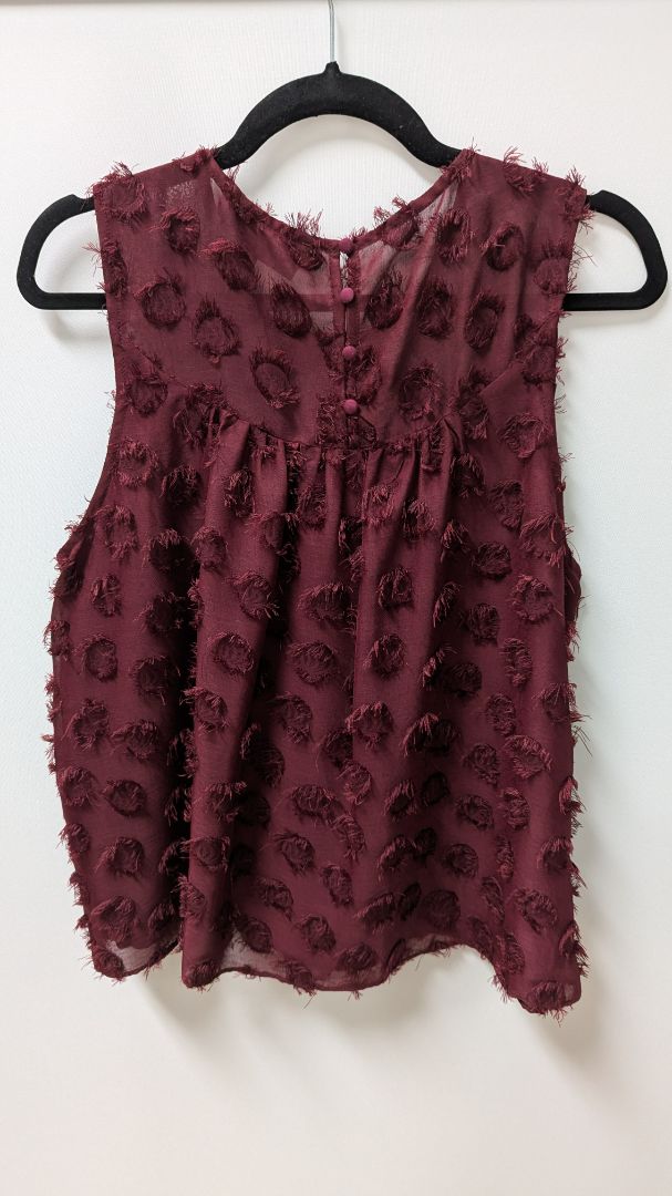 Sunday in Brooklyn Burgundy Sleeveless Textured Blouse