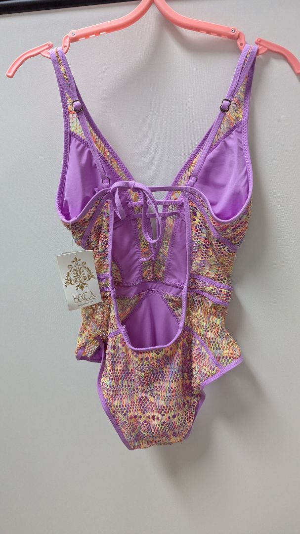 BECCA by Rebecca Virtue Purple Crochet Swimsuit