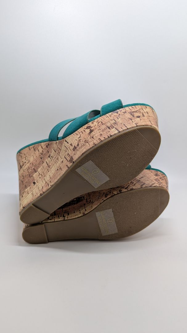 Fashion Nova Turquoise Knotted Wedge Sandals