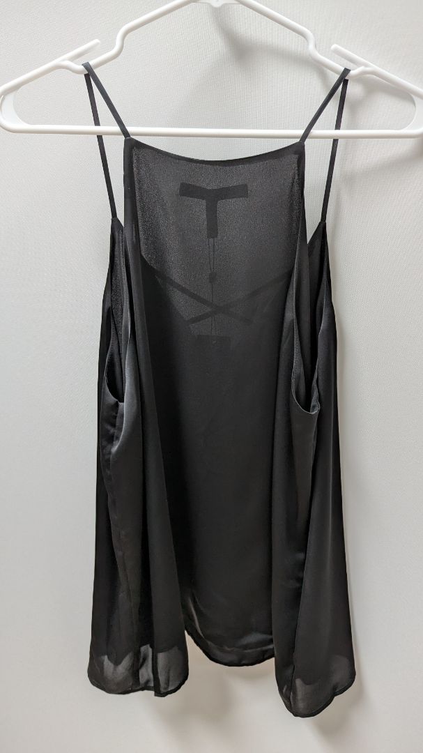 BCBGMAXAZRIA Black V-Neck Strappy Shell Blouse