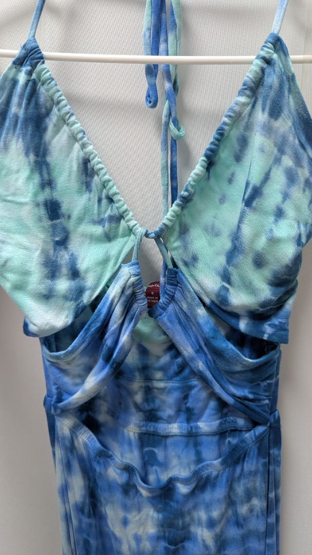 Silvergate Blue Tie-Dye Halter-Neck Maxi Dress