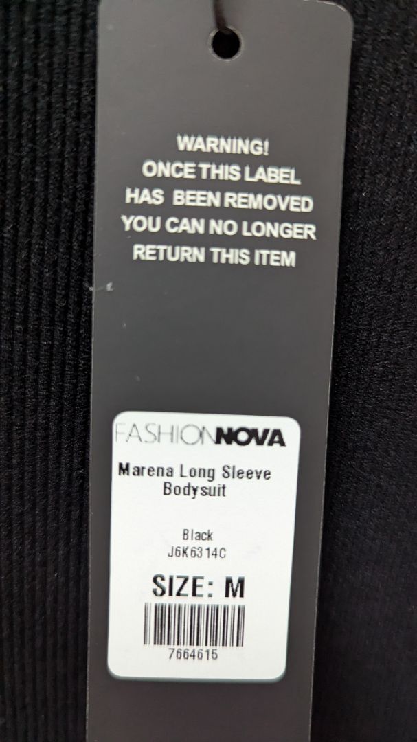 Fashion Nova Black Marena Long-Sleeve Bodysuit