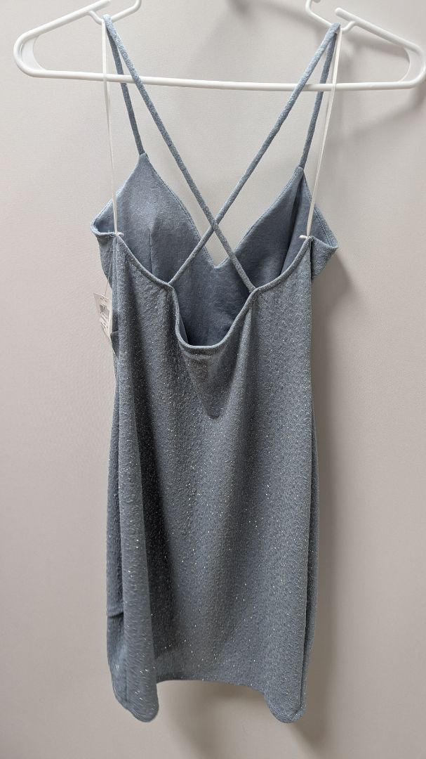 Windsor Light Blue Glitter Crossback Strap Mini Dress