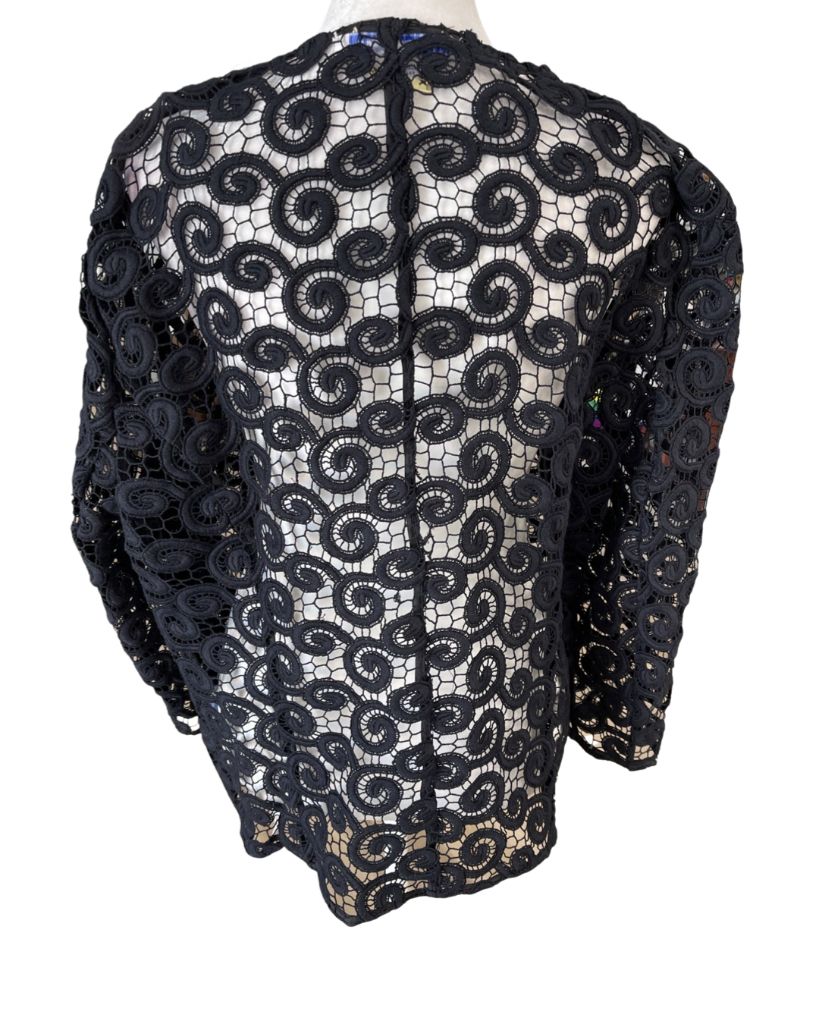 Peter Nygard Black Zip Front Embroidered Jacket