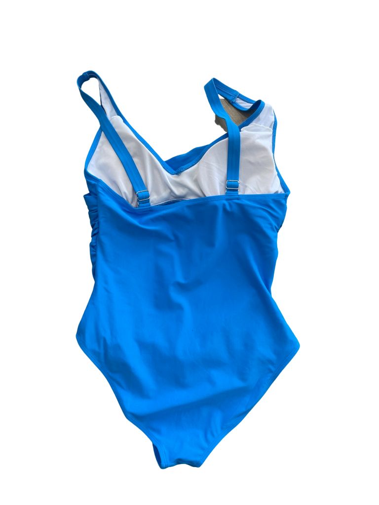 Pink Queen Blue V Neck Twisted Front Swimsuit