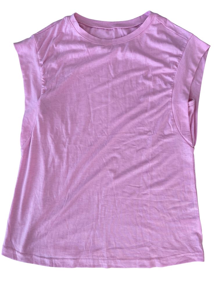 Pink Round Neck Sleeveless Tee