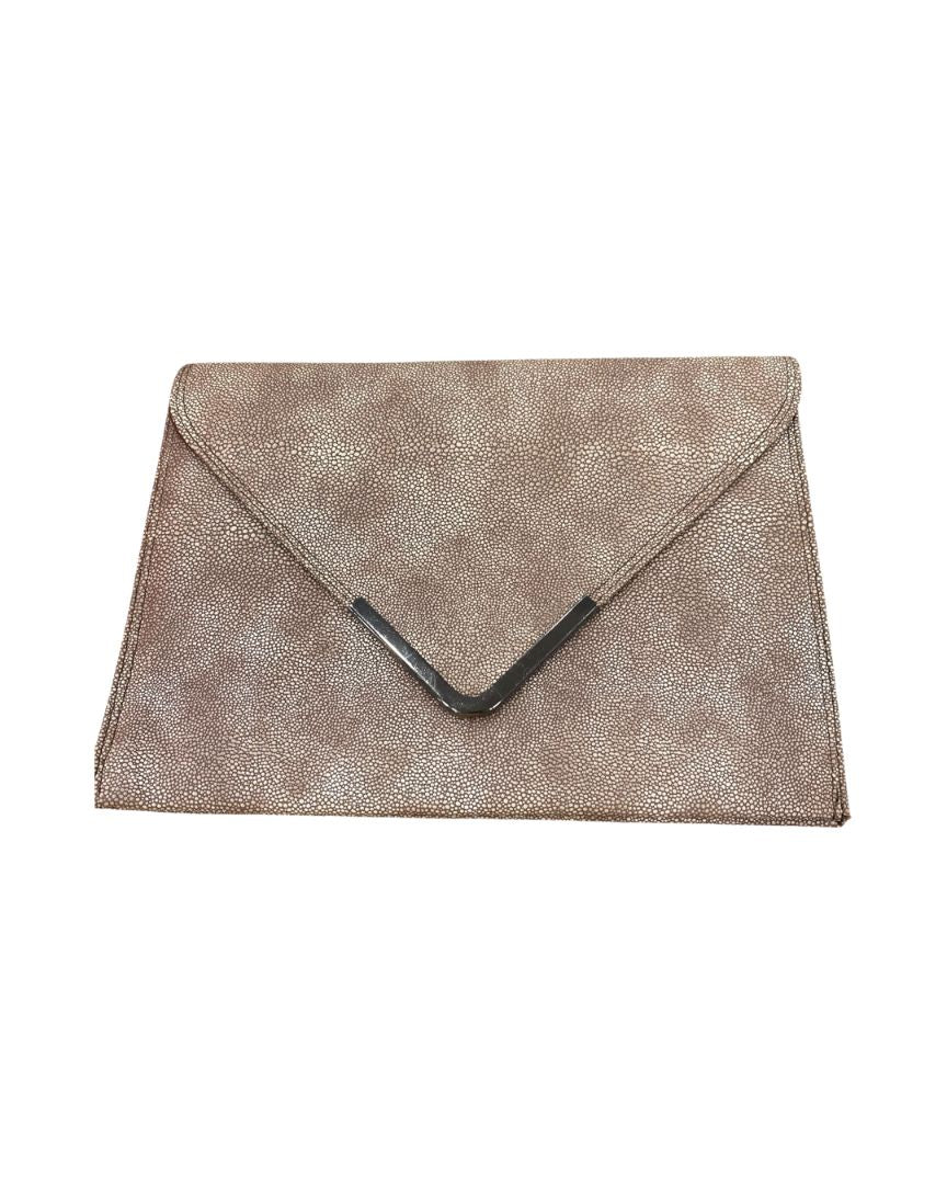 Poppie Jones Brown Envelope Clutch with Silver