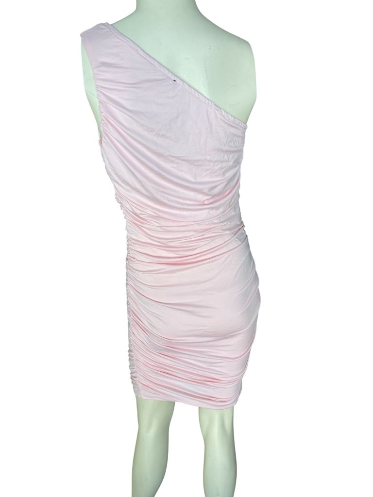 Pretty Garden Pink One Shoulder Bodycon Ruched Dress