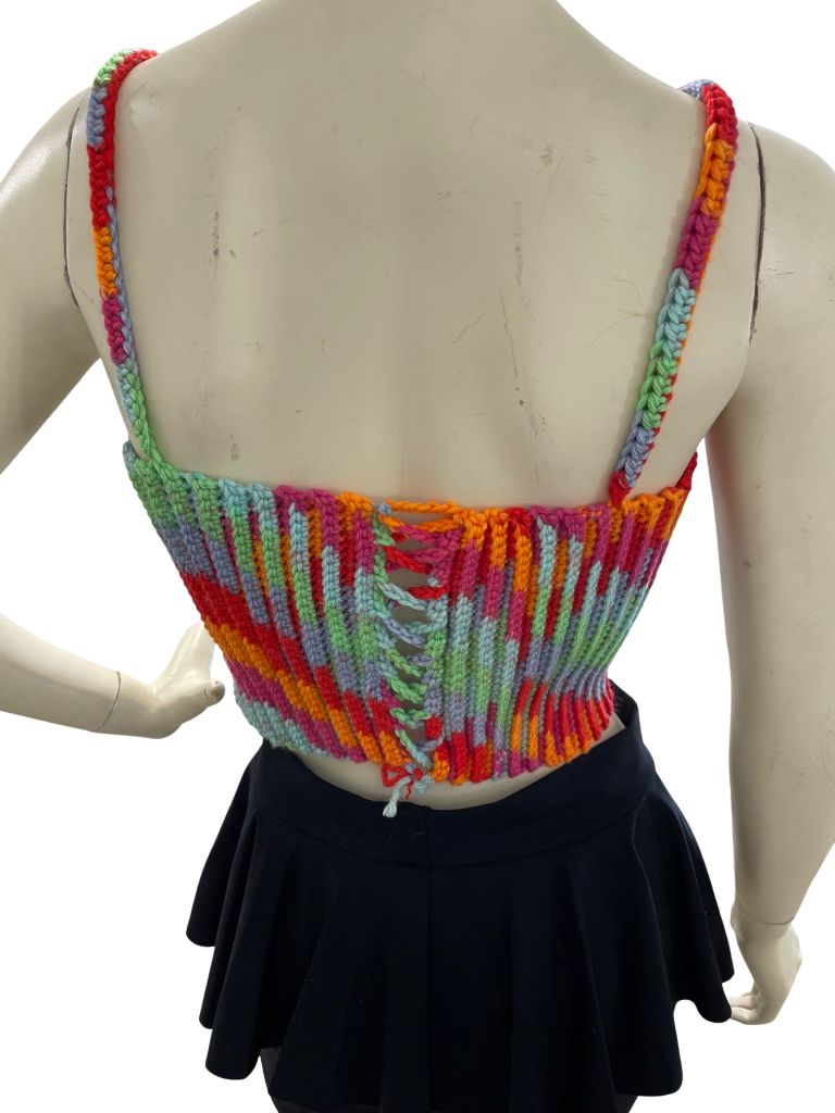 Recycled Threads Crochet Multicolor Crop Top