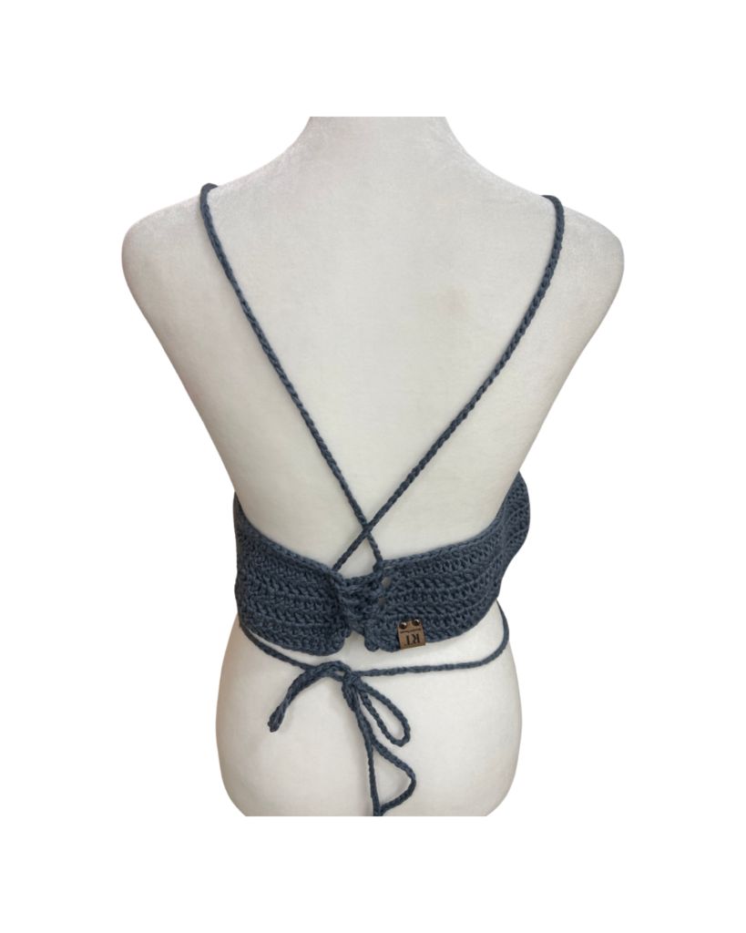 Recycled Threads Handmade Blueish Grey Crochet Bralette