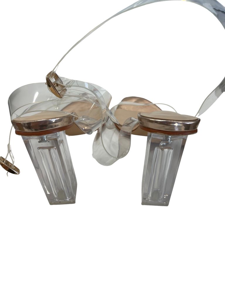 Richealnana Clear Chunky Heels with Ankle Strap