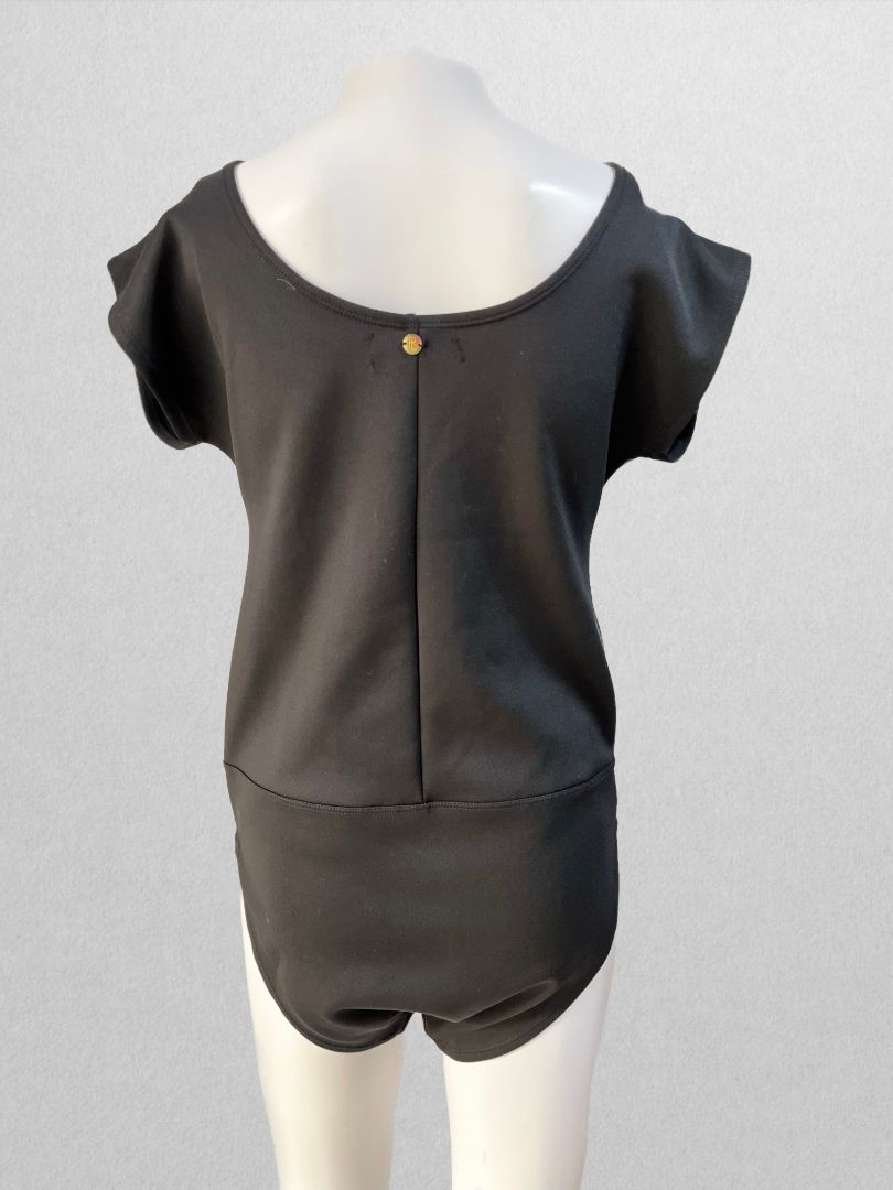 Ricki-Lee Army Black Bodysuit with Sheer Panel