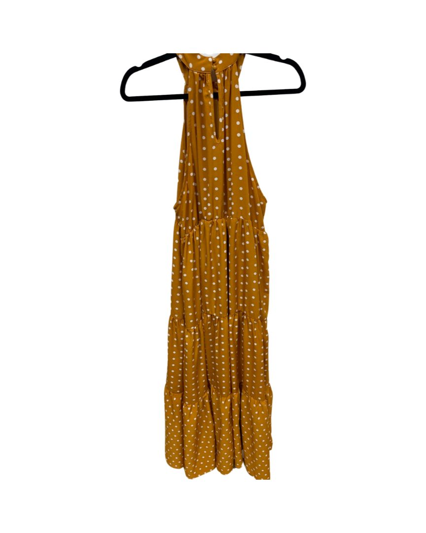Shein Mustard Polka Dot Halter Maxi Dress