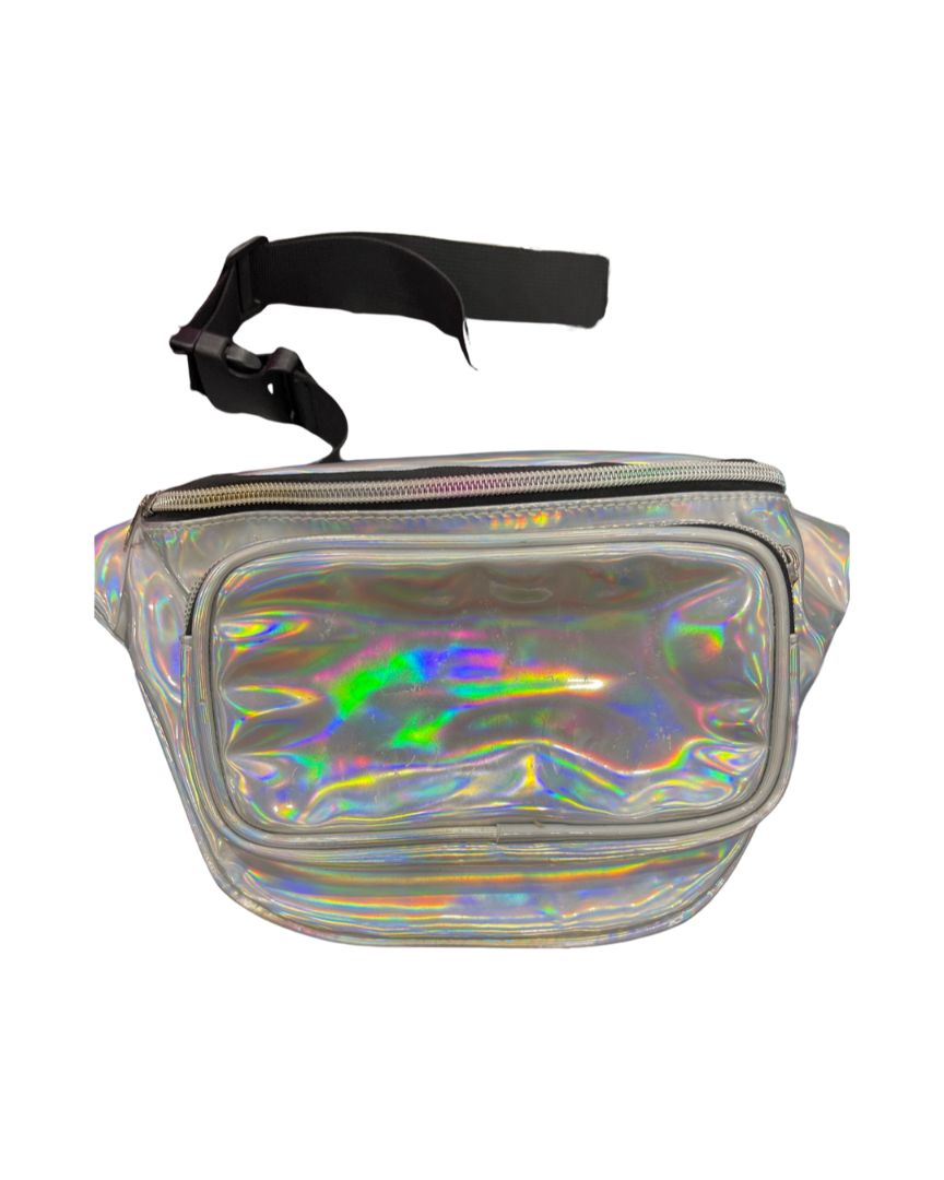 Silver Metallic Bum Bag with 3 Zippered Pockets