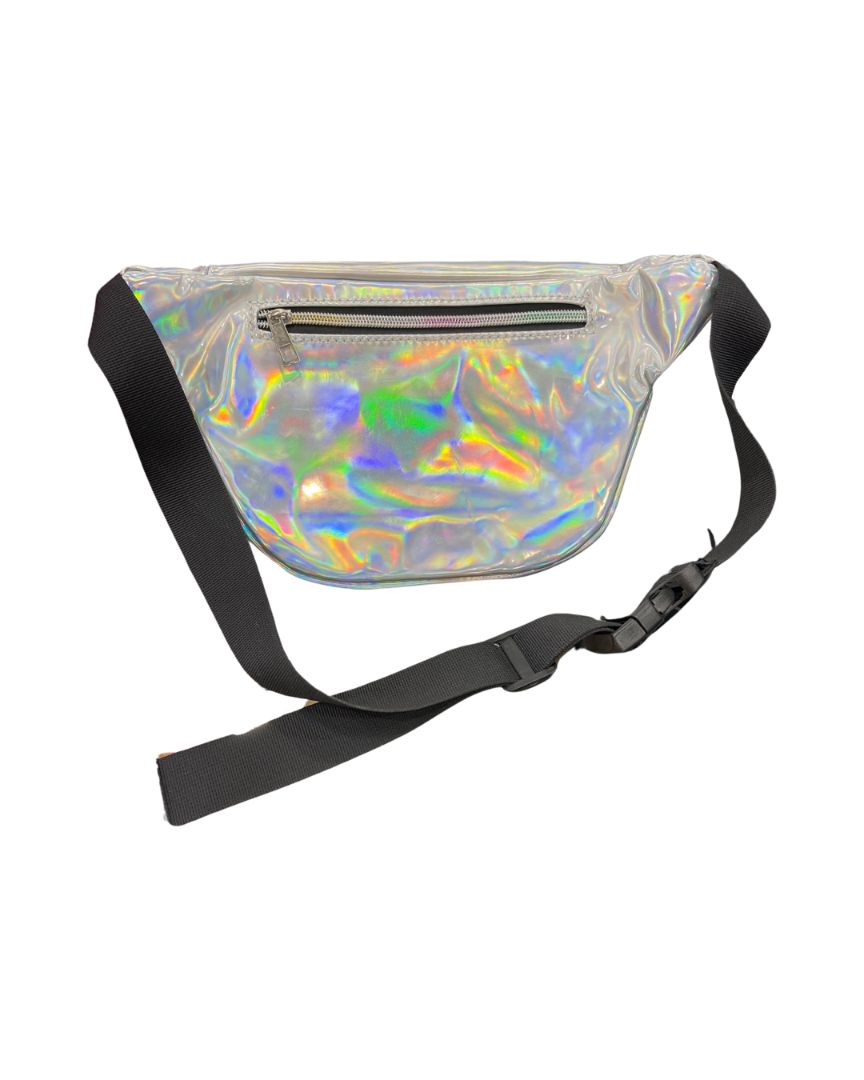 Silver Metallic Bum Bag with 3 Zippered Pockets