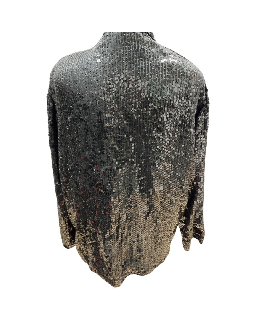Style n Design Vintage Black Sequin Open Front Blazer