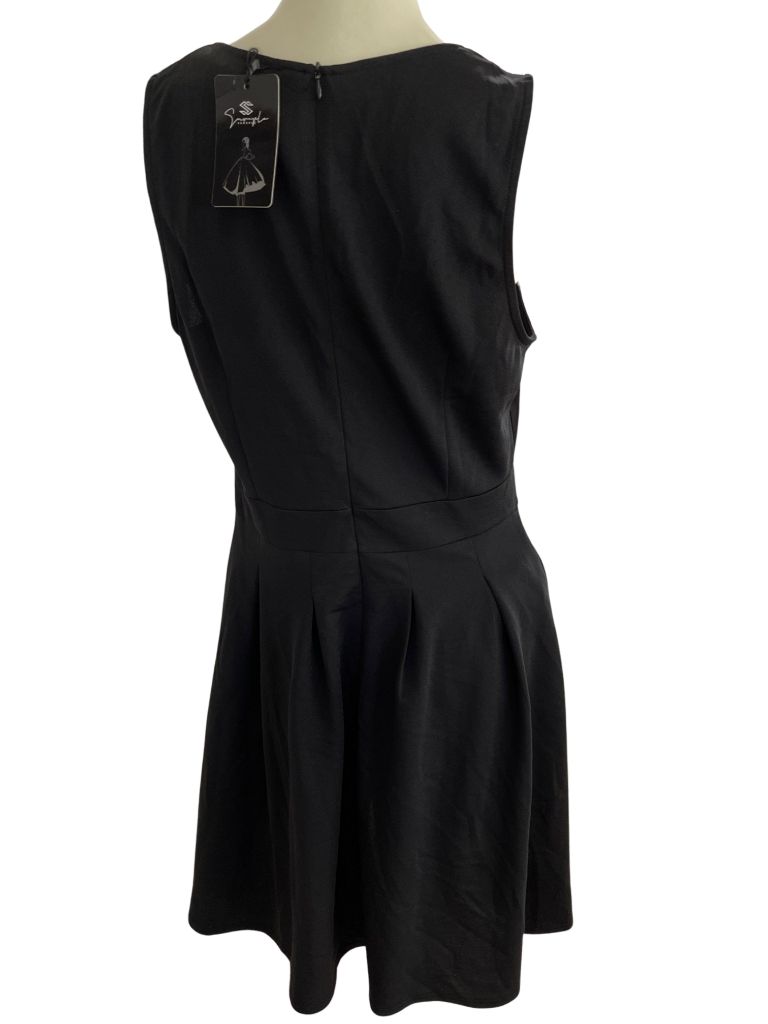 Sureple Black Sleeveless Retro Flare Dress with Pockets
