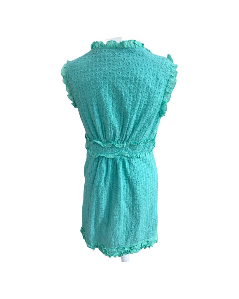 TCEC Green Sleeveless Cotton Button Front Dress