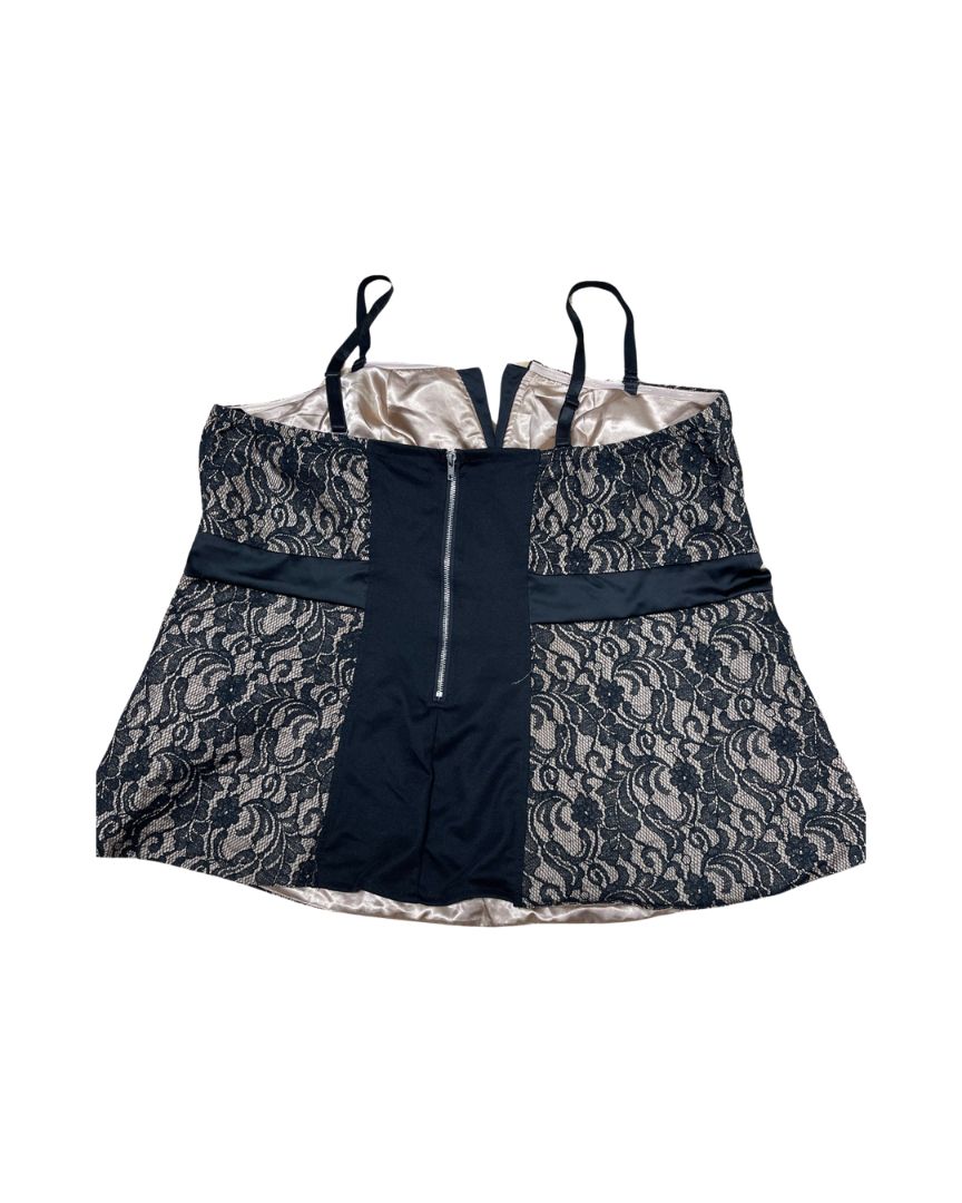 Torrid Black/Tan Lined Lace Camisole Tank