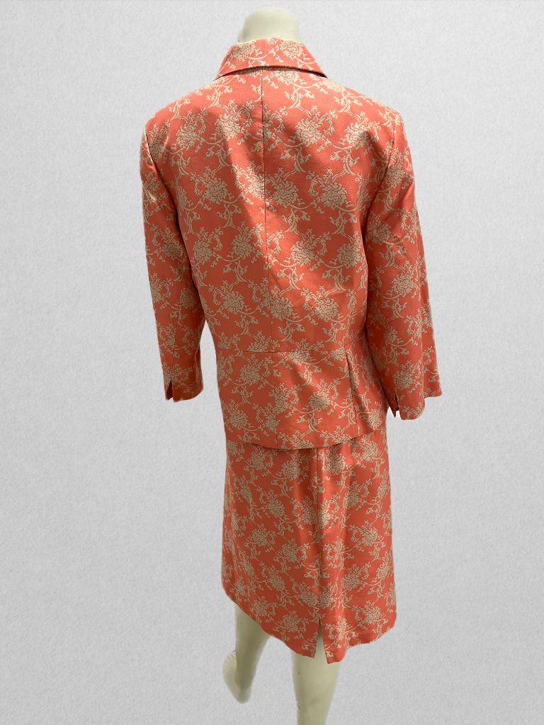 Valerie Stevens Vintage Peach and Beige Brocade Two Piece Business Suit