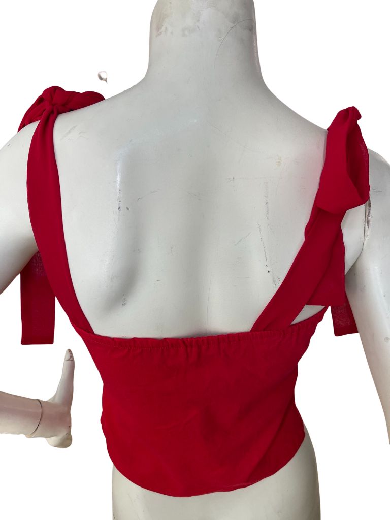 Velius Red Camisole Tie Shoulder Tank