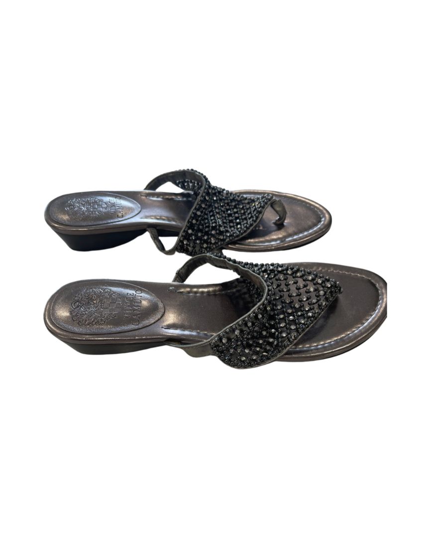Vince Camuto Silver Thong Sandals with Crystals