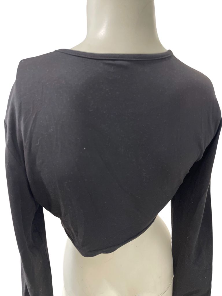 WDIRARA Black Long Sleeve Crop Top