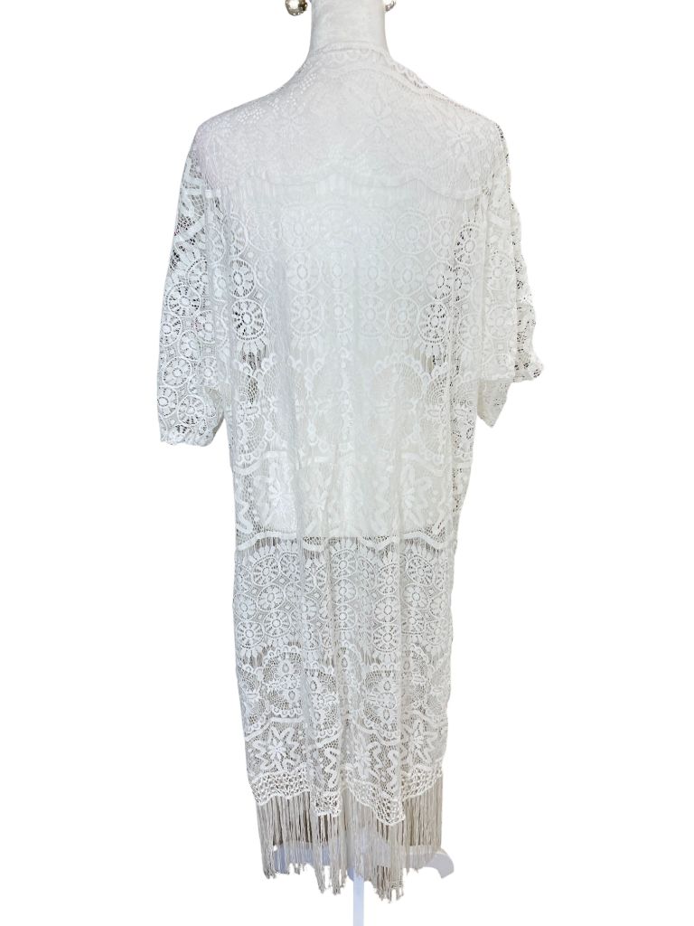 White Lace Overpiece Cover with Tassels