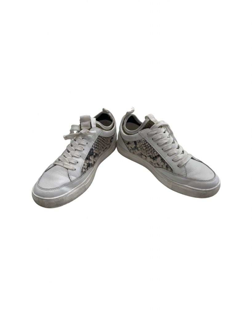 Steve Madden White/Gold Snakeprint Sneaker