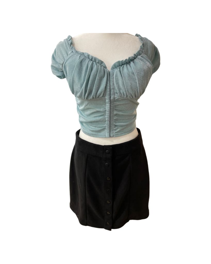 Windsor Blue Glitter Crop Top