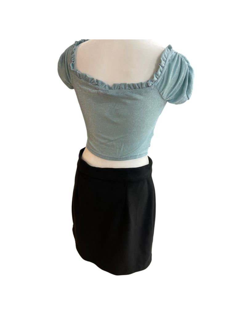 Windsor Blue Glitter Crop Top