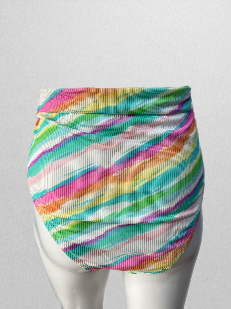 Xhilaration Pastel Stripes High-Waisted Swim Bottom (3X)