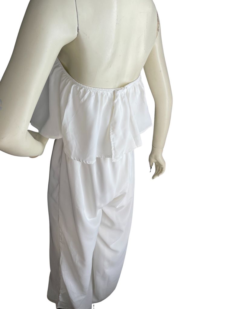 Yissang White Ruffled Sleeveless Jumpsuit