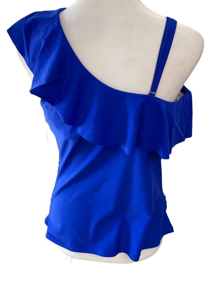 Yonique Blue One Shoulder Ruffled Swim Top
