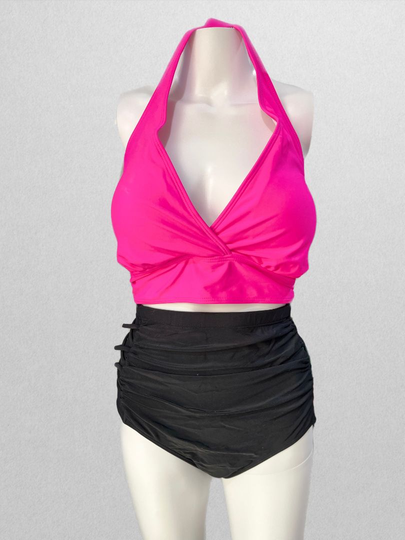 Yonique Hot Pink Halter Swim Top