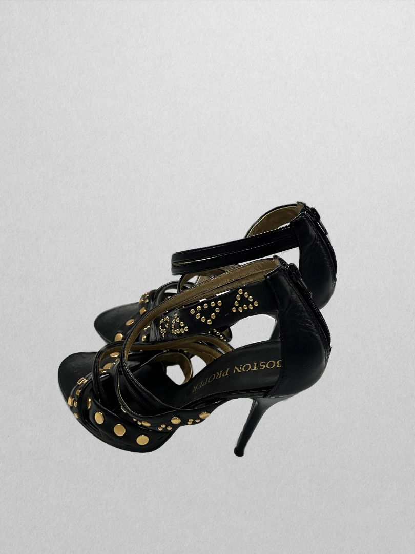 Boston Proper Black/Gold Studded Heels