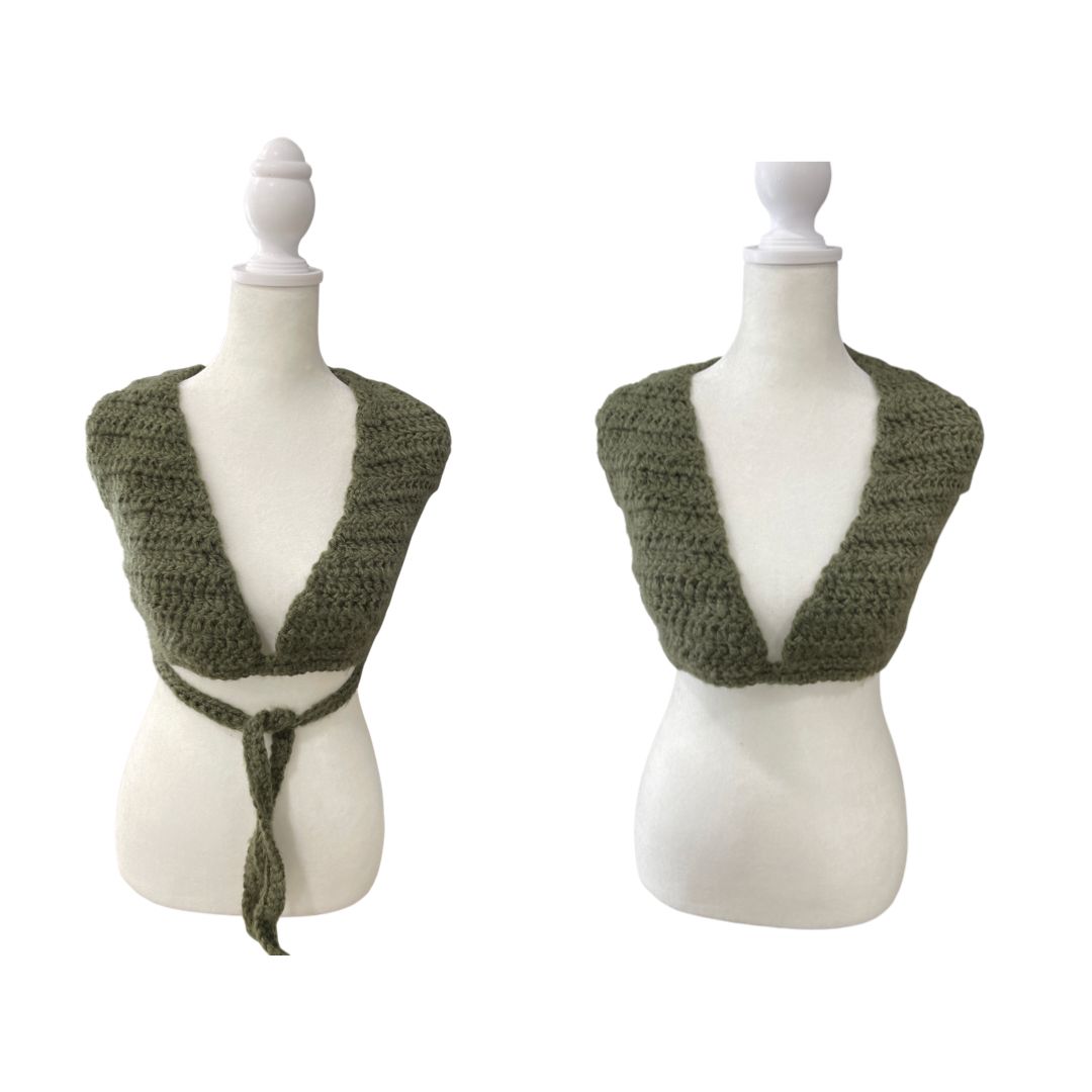 Handmade Crochet Dark Green Halter Top