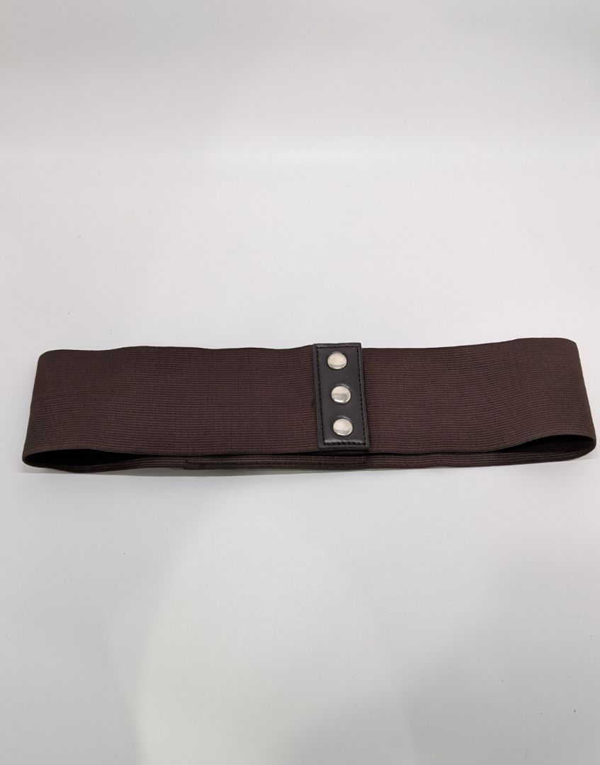 Brown Faux-Belted Faux-Leather Elastic-Waist Belt
