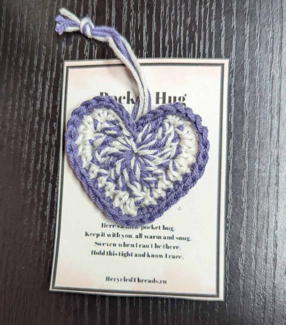 Recycled Threads Purple White Pocket Hug