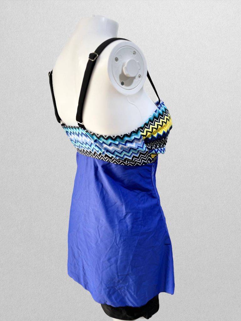 Zando Blue/Black Patterned Tankini Swim Set