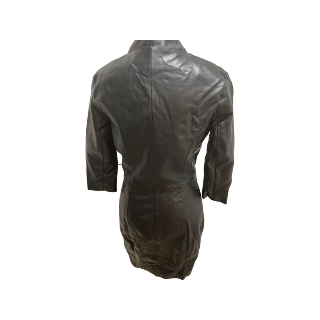 Venus Black Faux Leather Button Front Dress