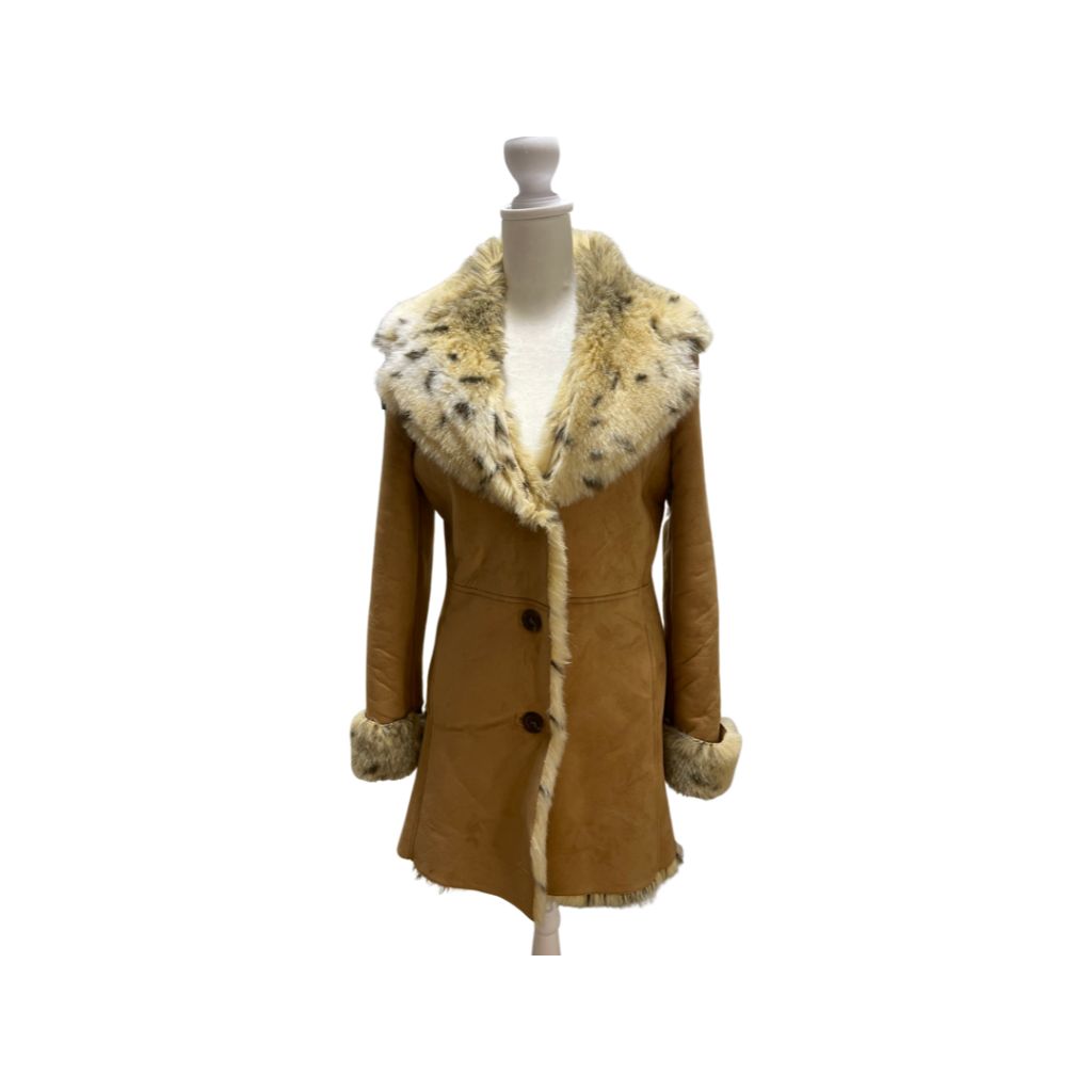 Larry Levine Faux Suede and Fur Coat