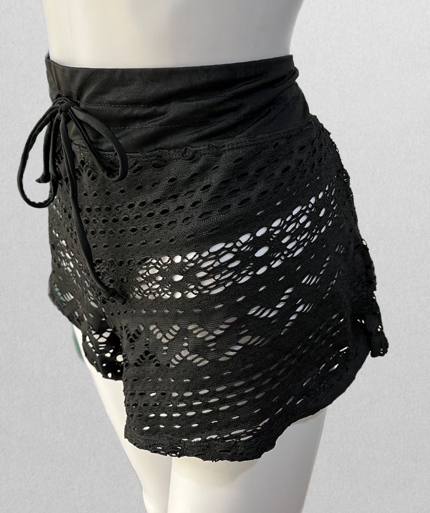 Black Mesh Swim Bikini Shorts