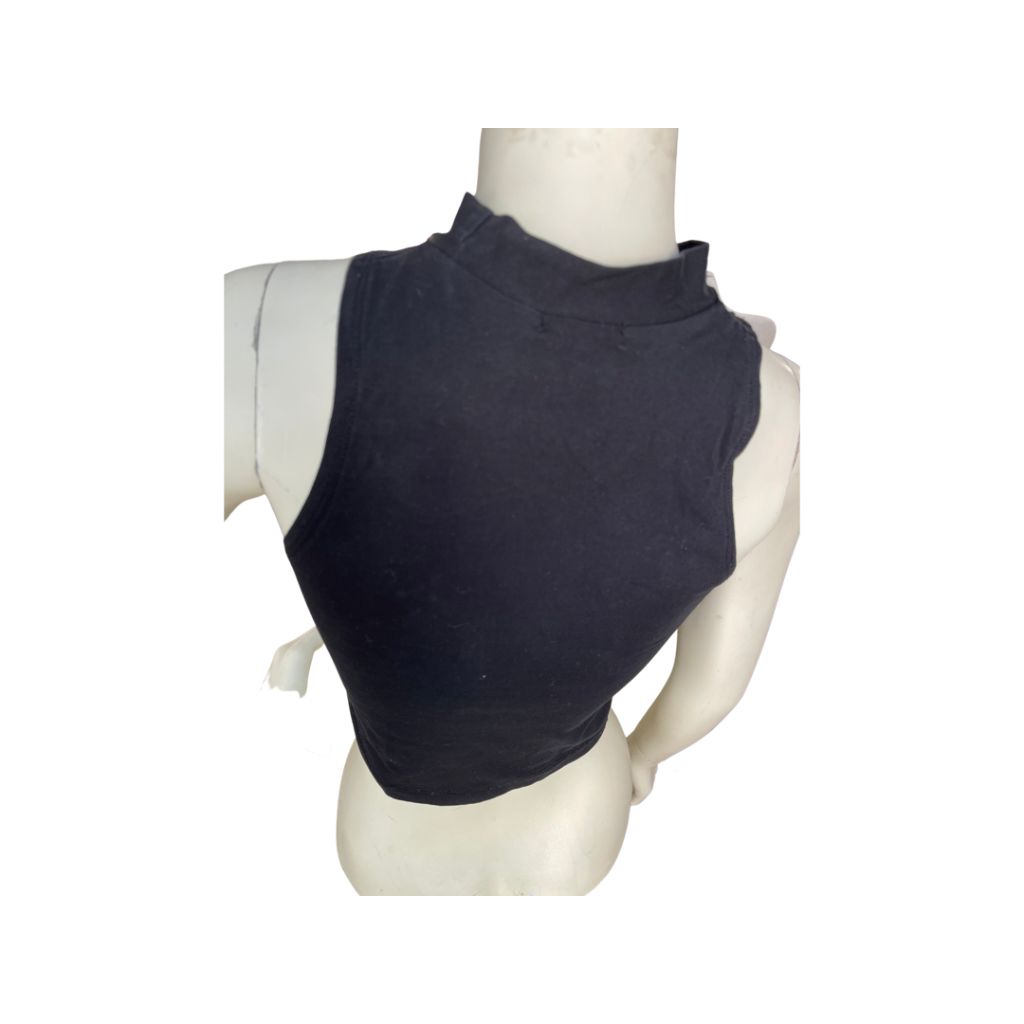 Black High-Neck Cropped Tank