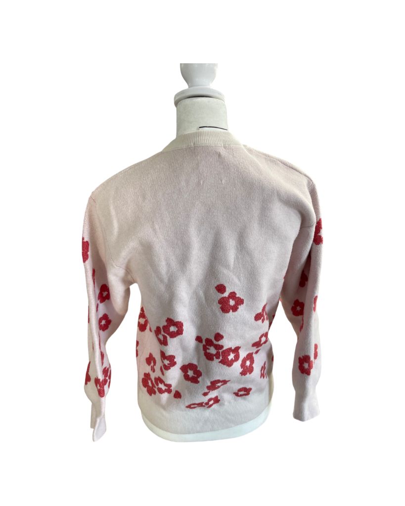 Fancy Collection/Zara Knitwear Pink Sweater with Red Flowers
